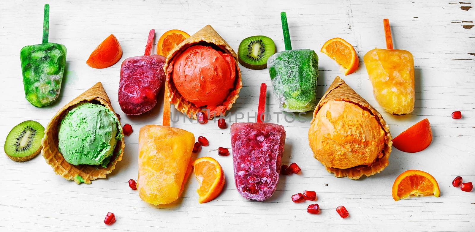 banner with large assortment of ice cream by LMykola