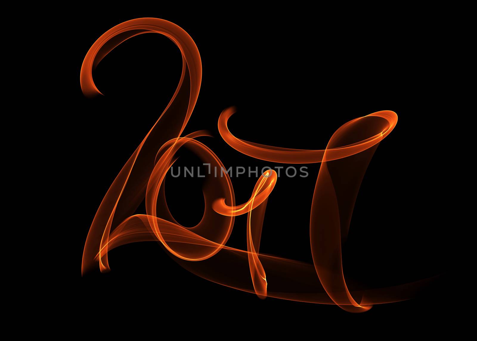 Happy new year 2017 isolated numbers lettering written with fire flame or smoke on black background by skrotov