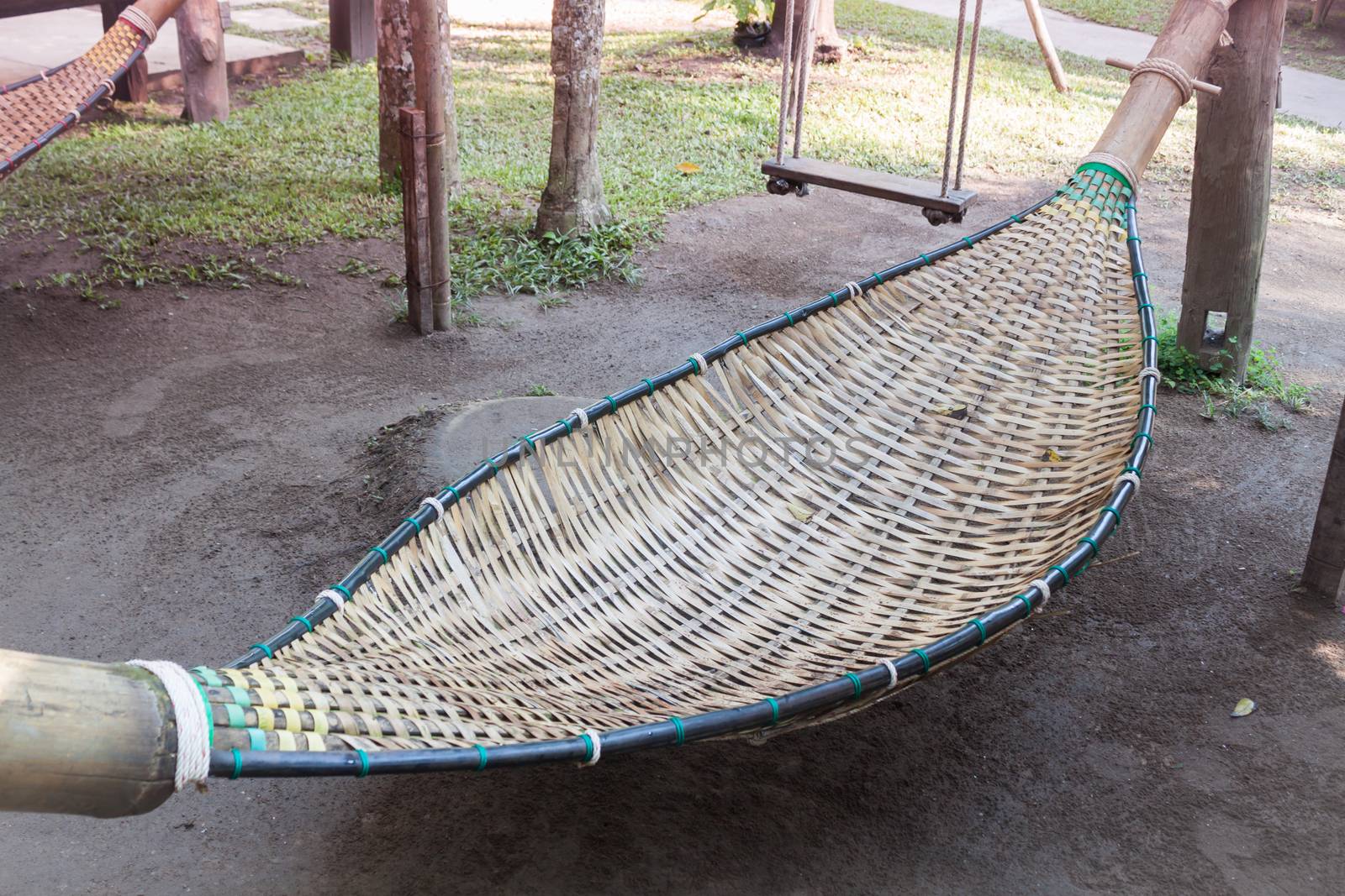 Cradle bamboo in garden by punsayaporn