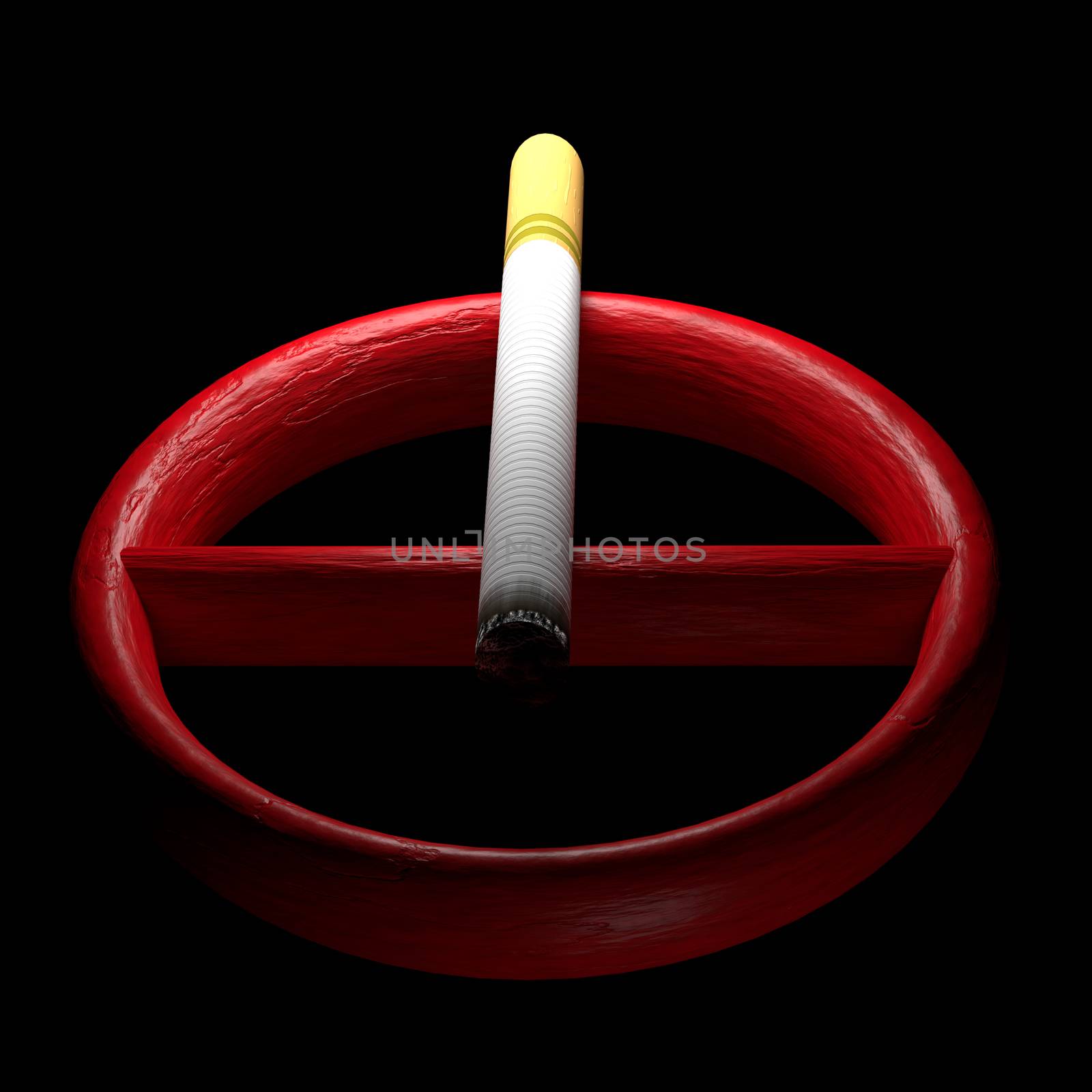 No smoking sign with cigarette on a black background by ankarb