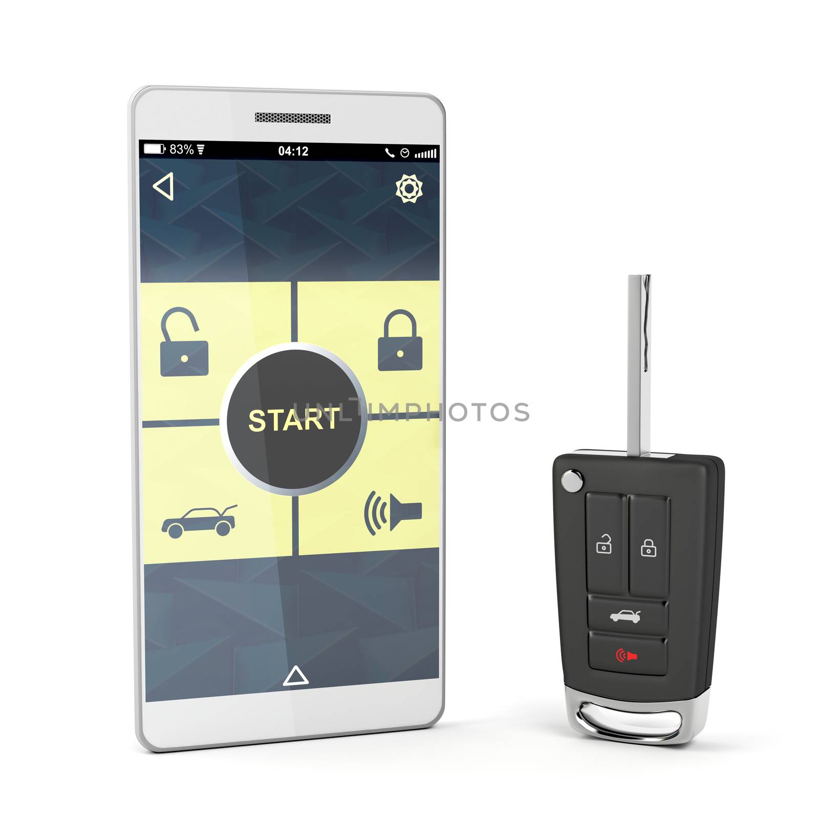 Smartphone and car key by magraphics