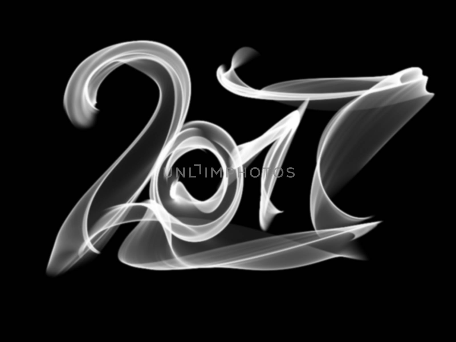 Happy new year 2017 isolated numbers lettering written with fire flame or smoke on black background by skrotov