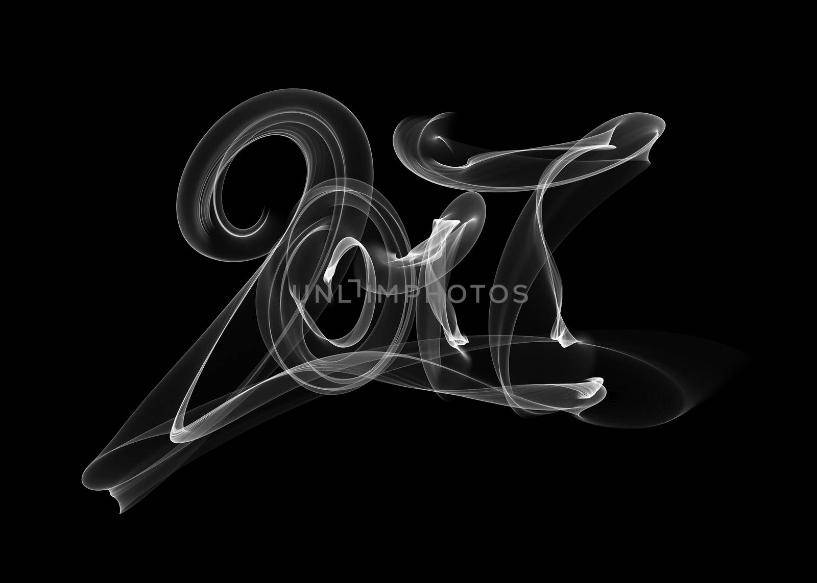 Happy new year 2017 isolated numbers lettering written with white fire flame or smoke on black background by skrotov