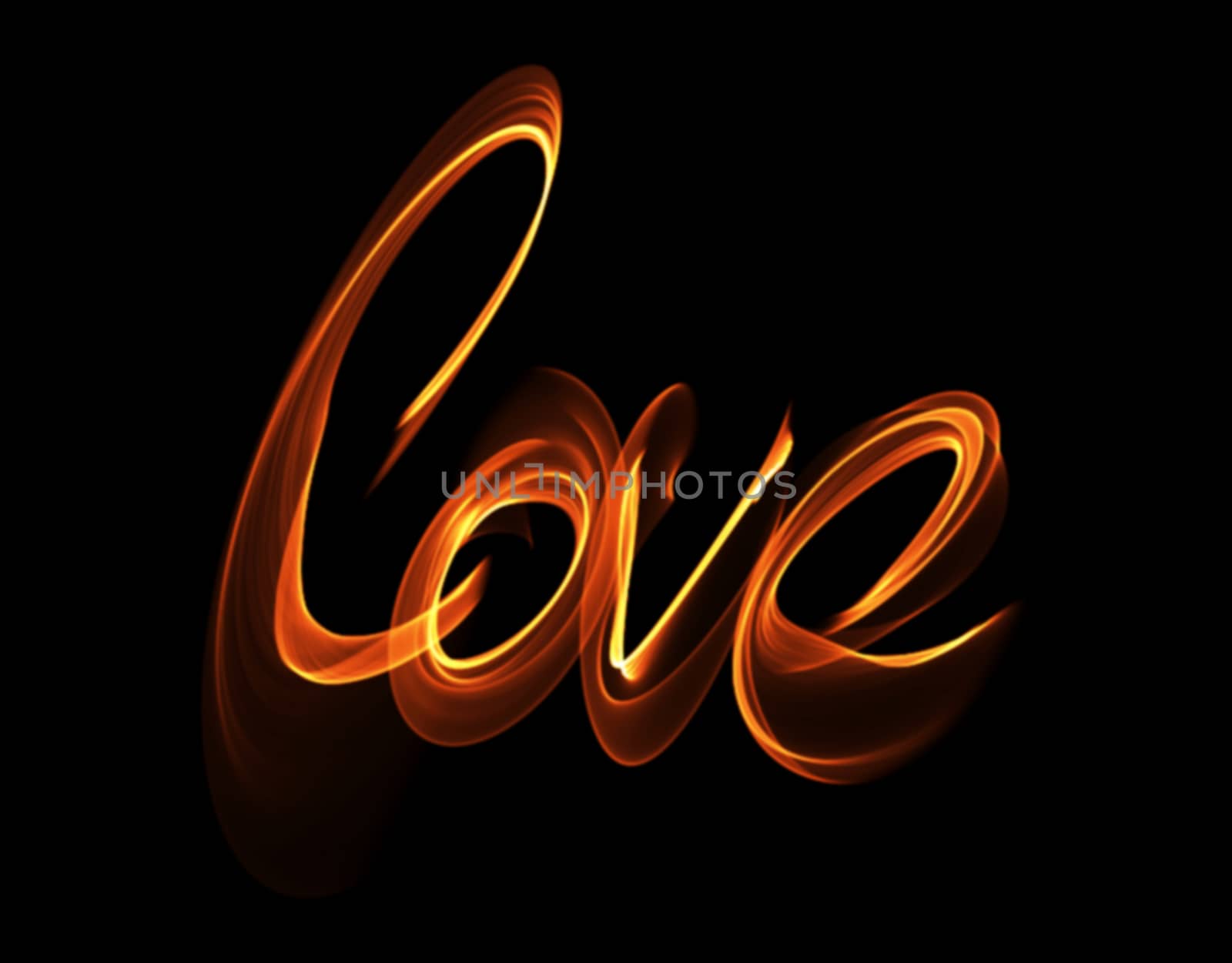 Love isolated word lettering written with fire flame or smoke on black background by skrotov