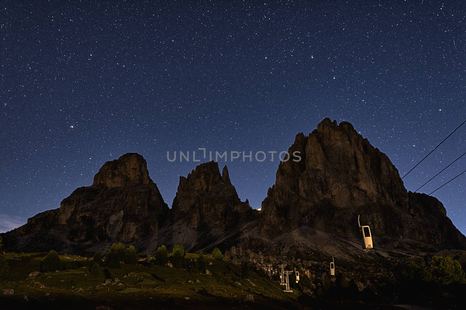 A summer evening at the Sella Pass, Dolomites