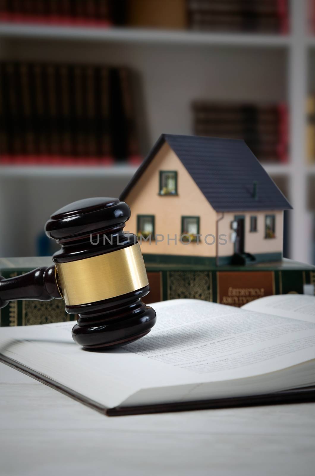 Law gavel and house loan concept. law auction gavel legal loan mortgage justice sold composition