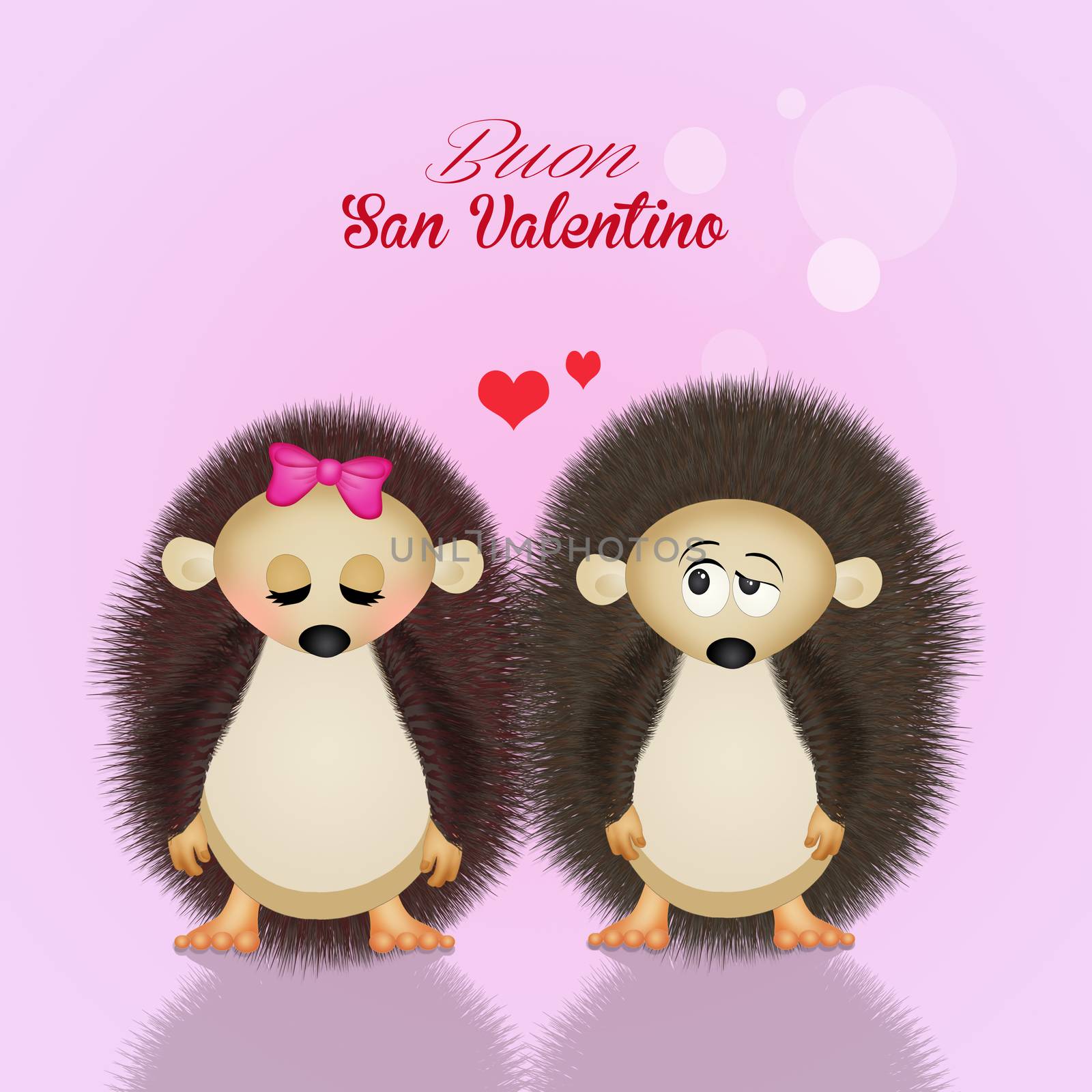 illustration of hedgehogs for Valentines day