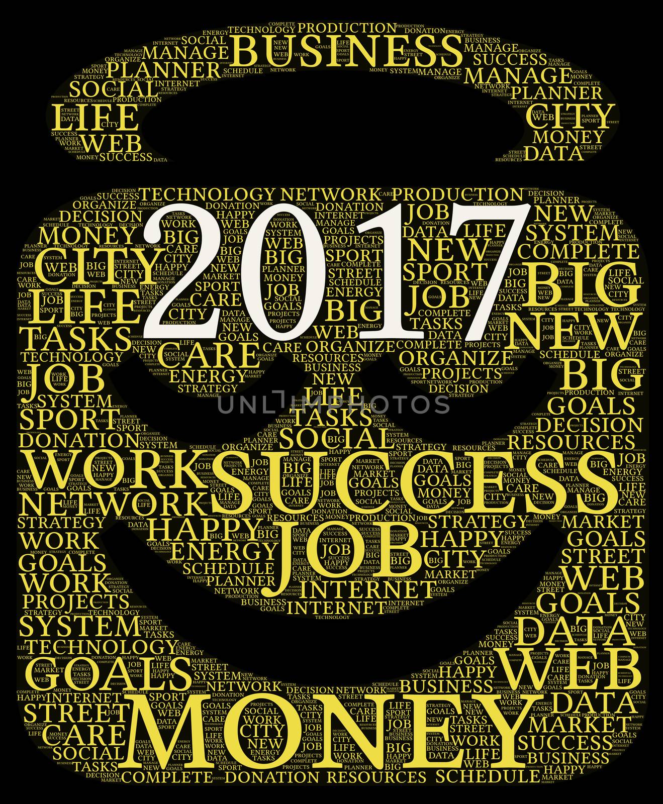 Business 2017 word cloud concept in emoticon shape