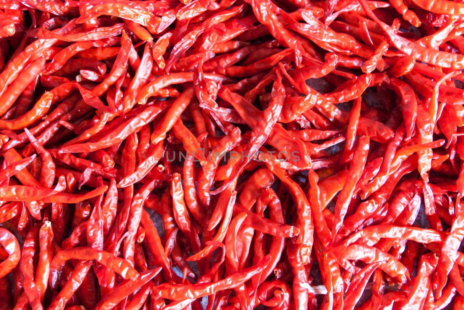 Dried red chili pepper spice with the sun. The food to be stored longer.