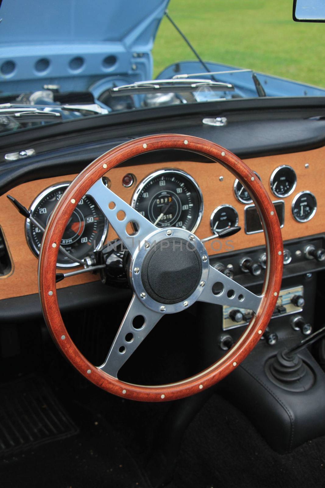 Dashboard of a vintage sports car