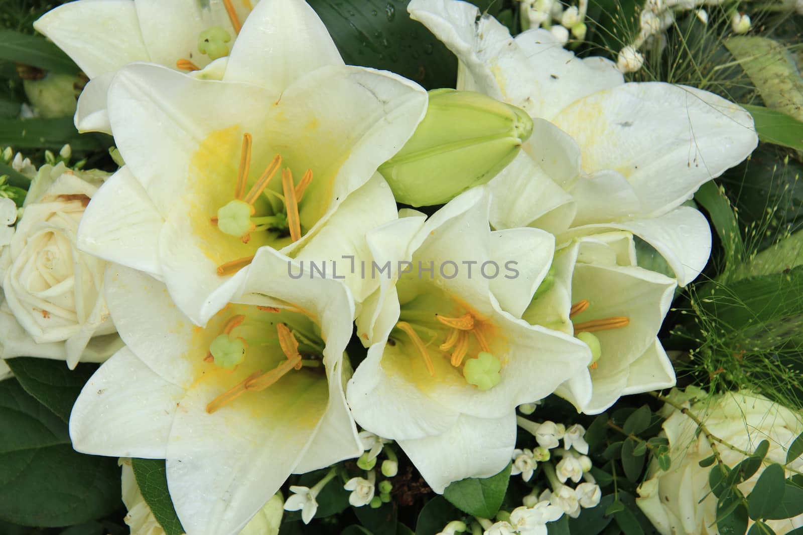 White tiger lily in a bridal arrangement