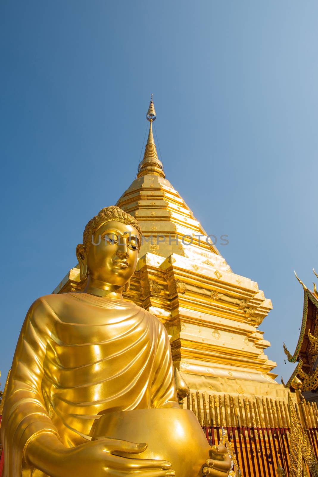 Buddha statue at Wat Phrathat Doi Suthep temple in Chiang Mai, Thailand.