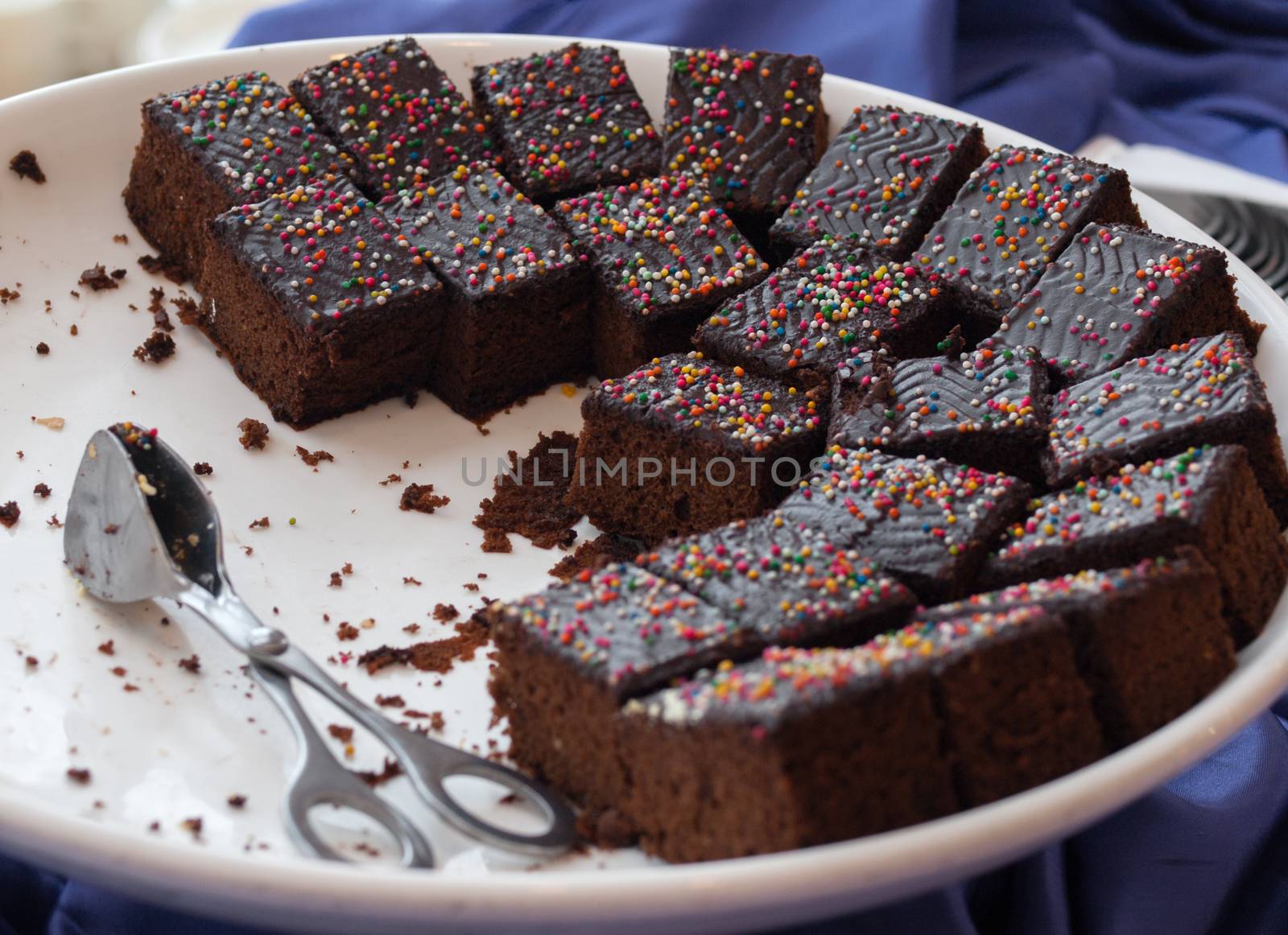 CHOCOLATE CAKES ON WHITE PLATE