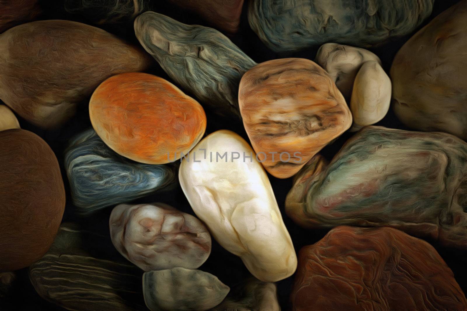 Abstract image of the various pebble stones - mixed media