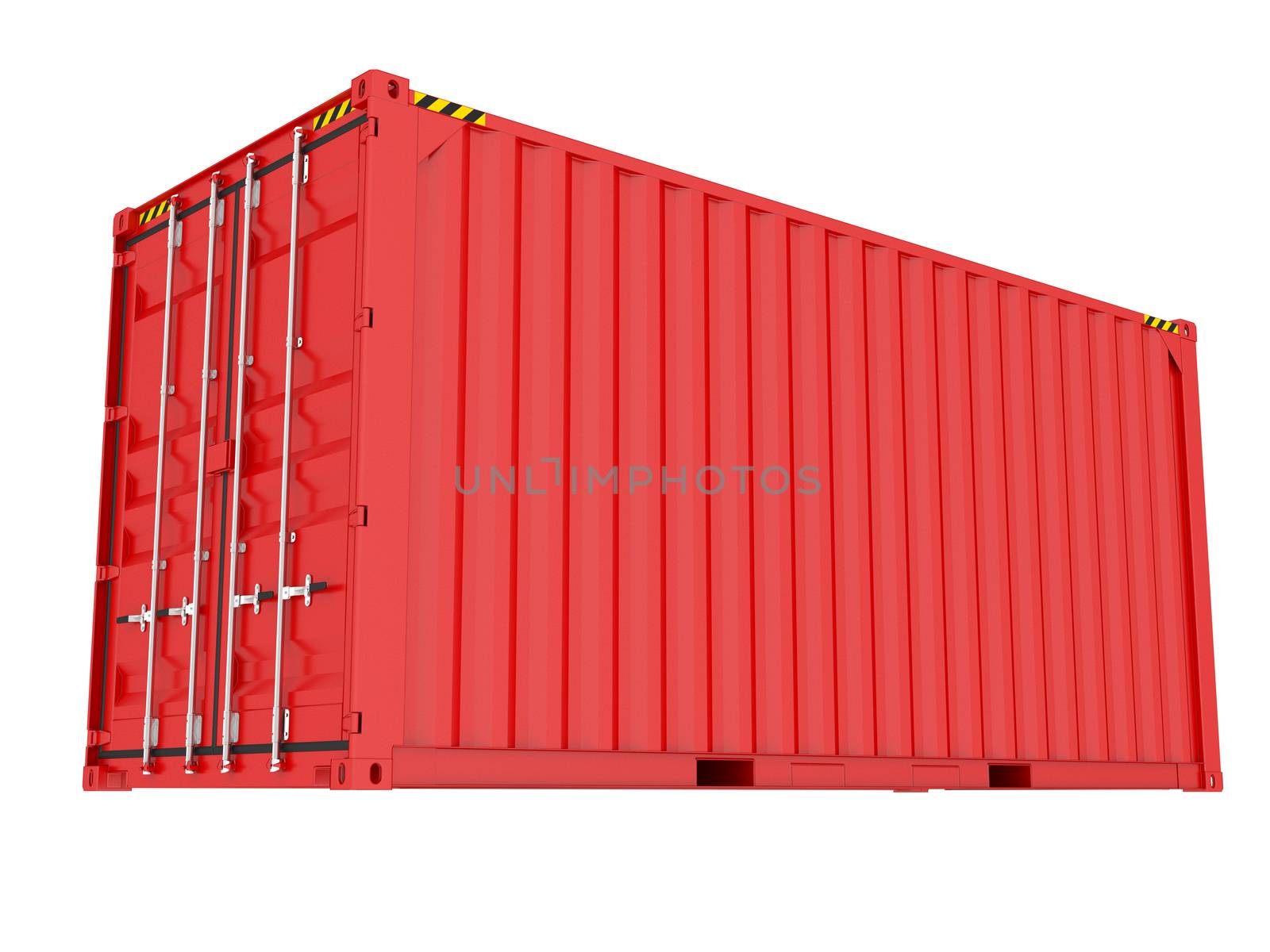 3d rendering of red shipping container. Isolated on white