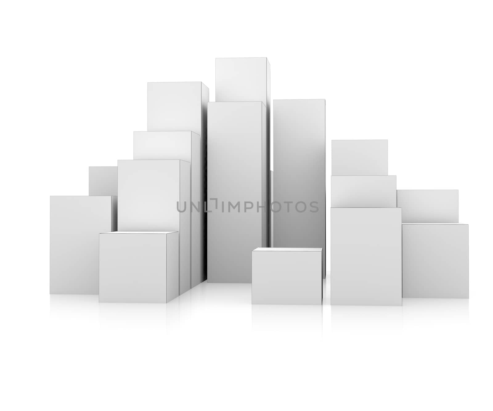 Abstract 3d illustration of white boxes by cherezoff