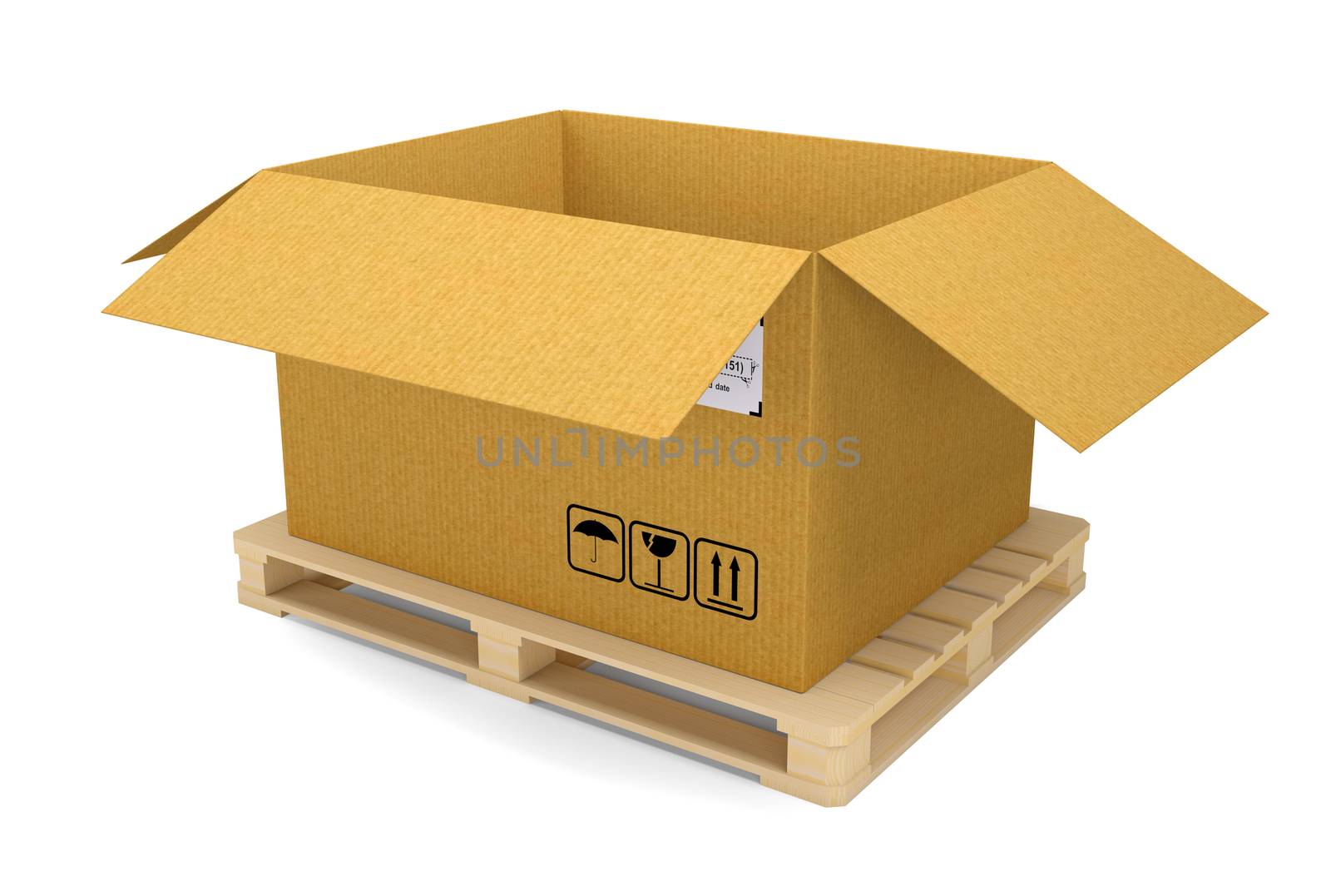 Cardboard box on pallet. Isolated by cherezoff