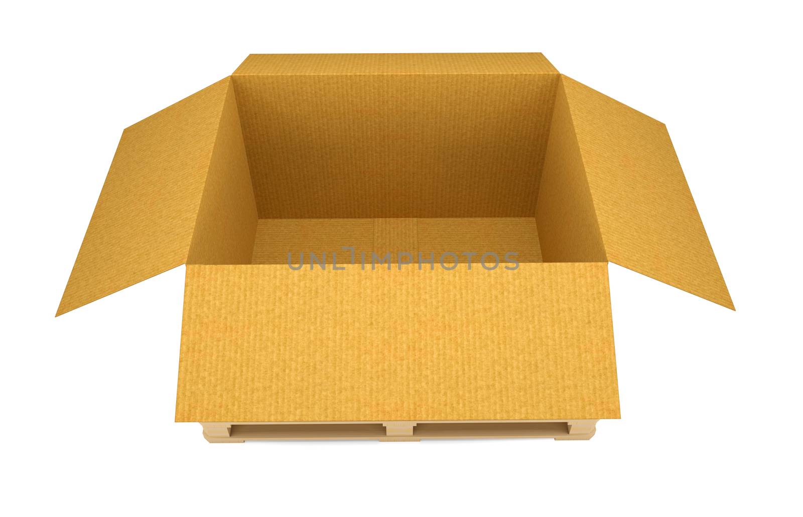 Opened cardboard box on wooden pallete by cherezoff