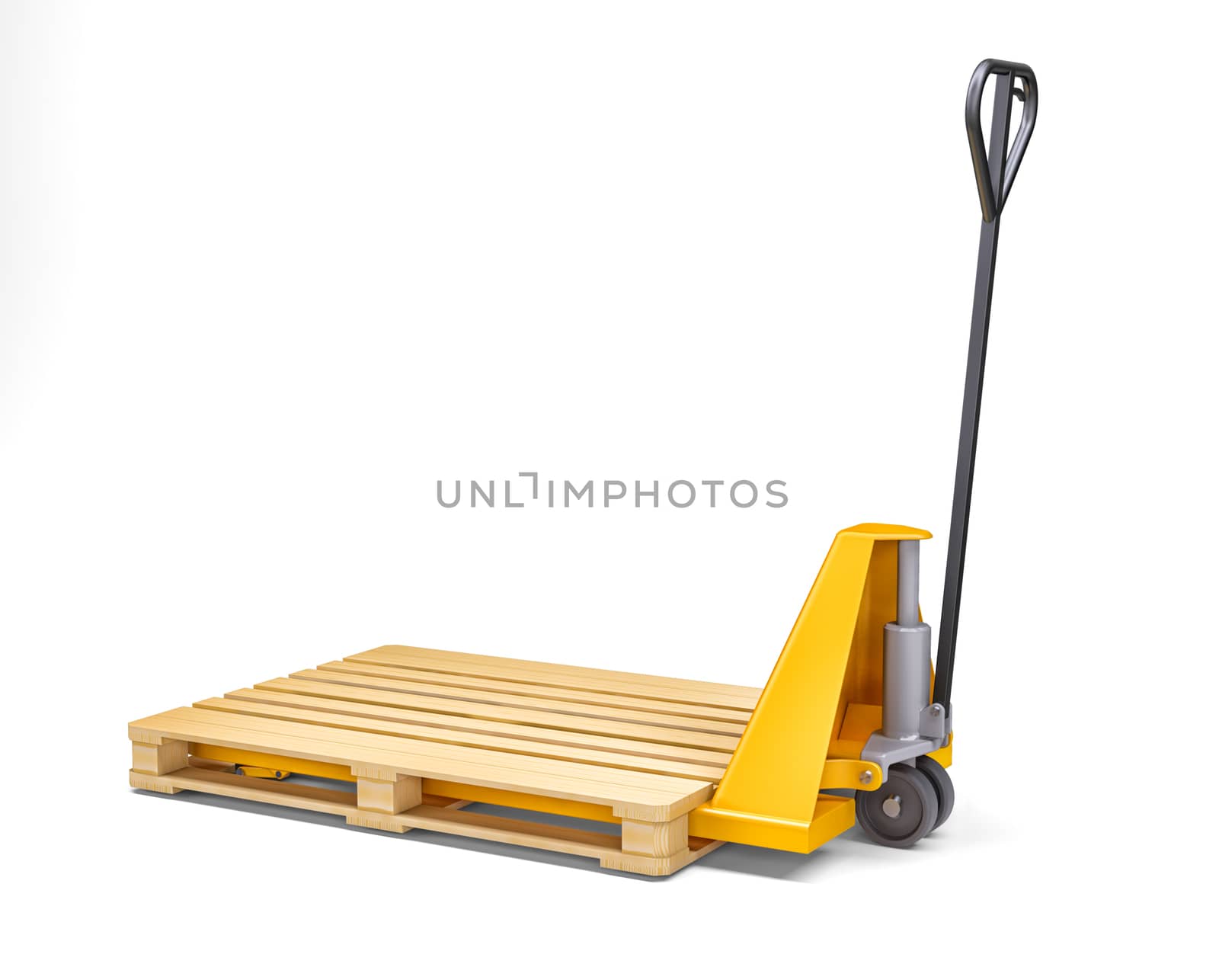 Yellow pallet jack. Isolated on white by cherezoff