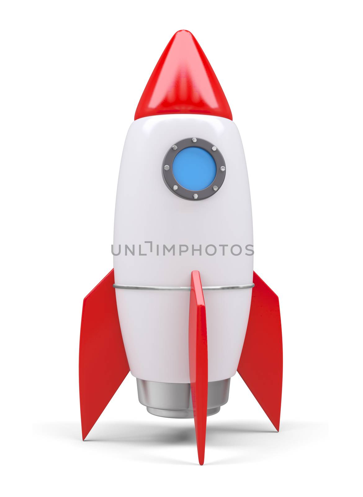 Space rocket, isolated on white. 3D rendering