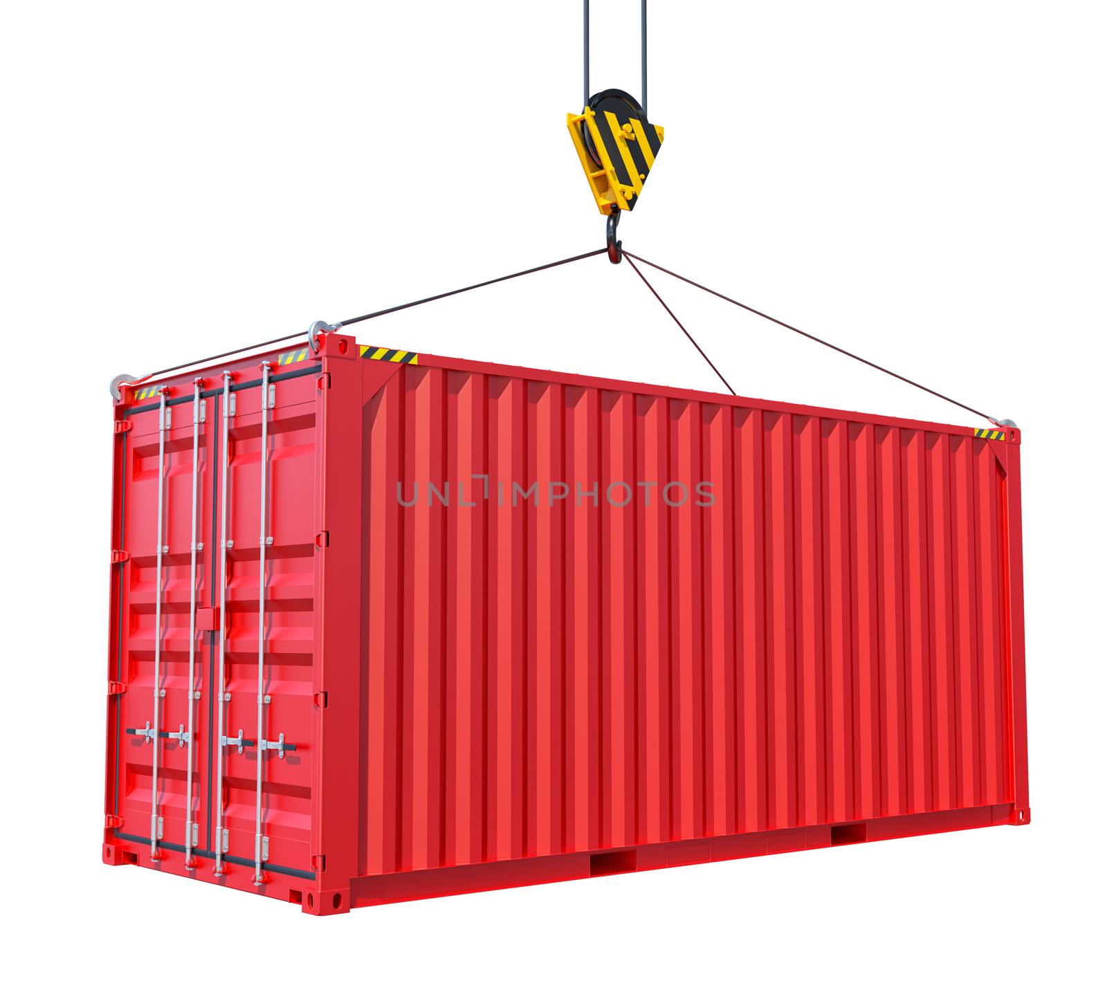 Cargo container with hook isolated on white by cherezoff