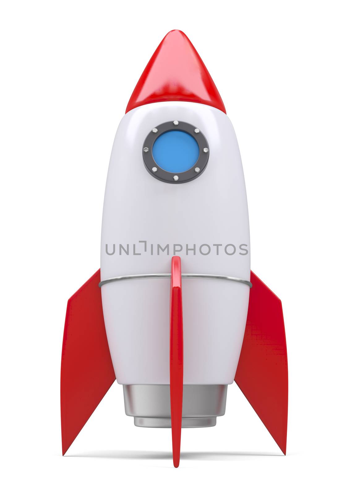 Rocket space ship, isolated on white. 3D rendering