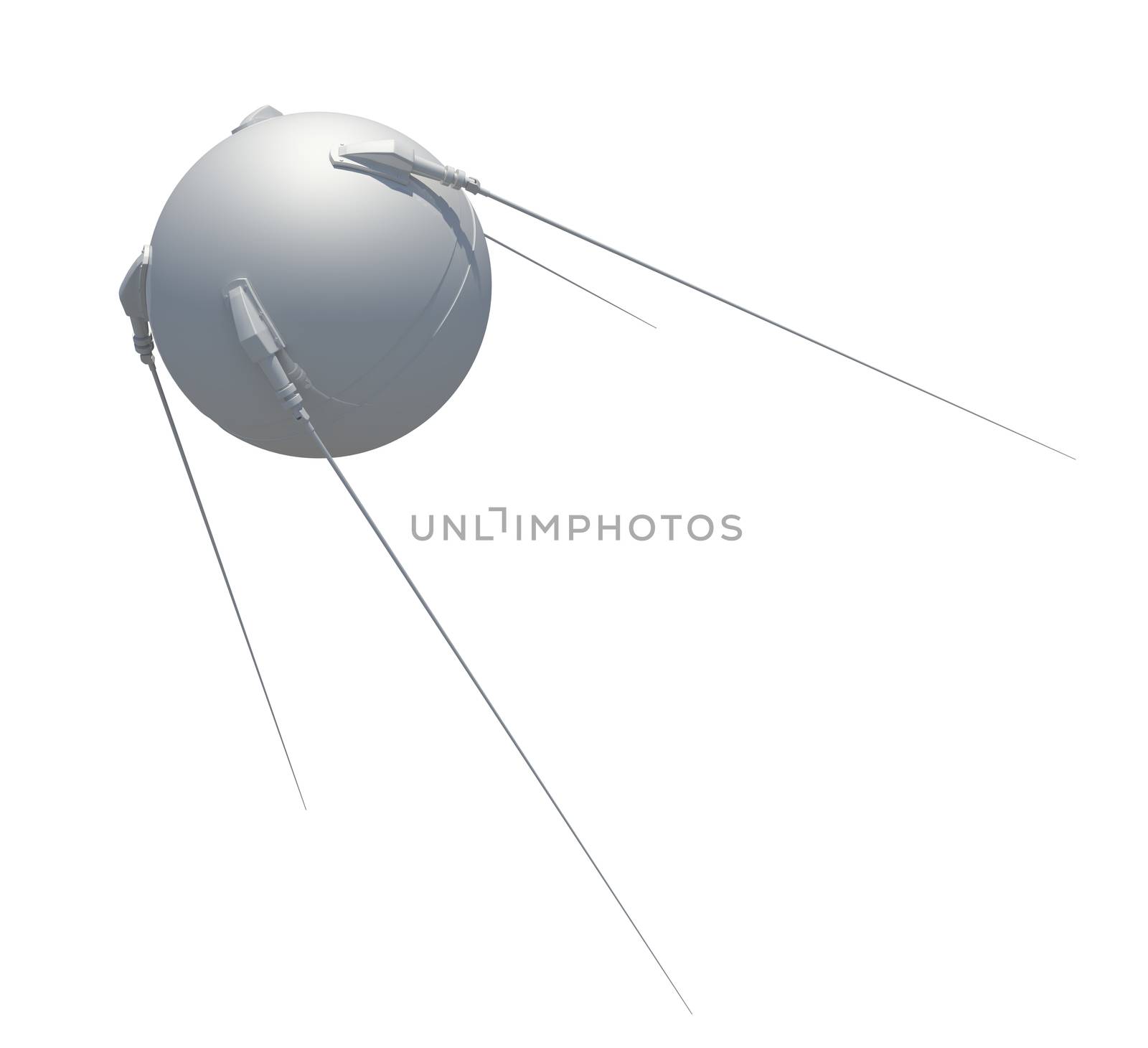 Satellite communications. 3D rendering. Isolated on white