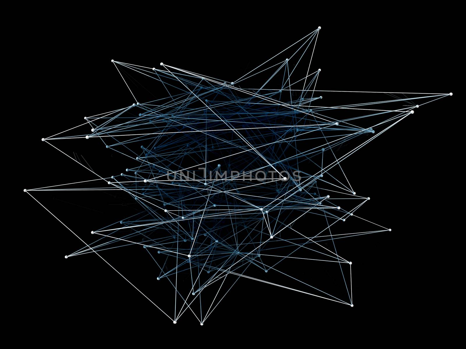 Abstract network connection on black background. 3D illustration