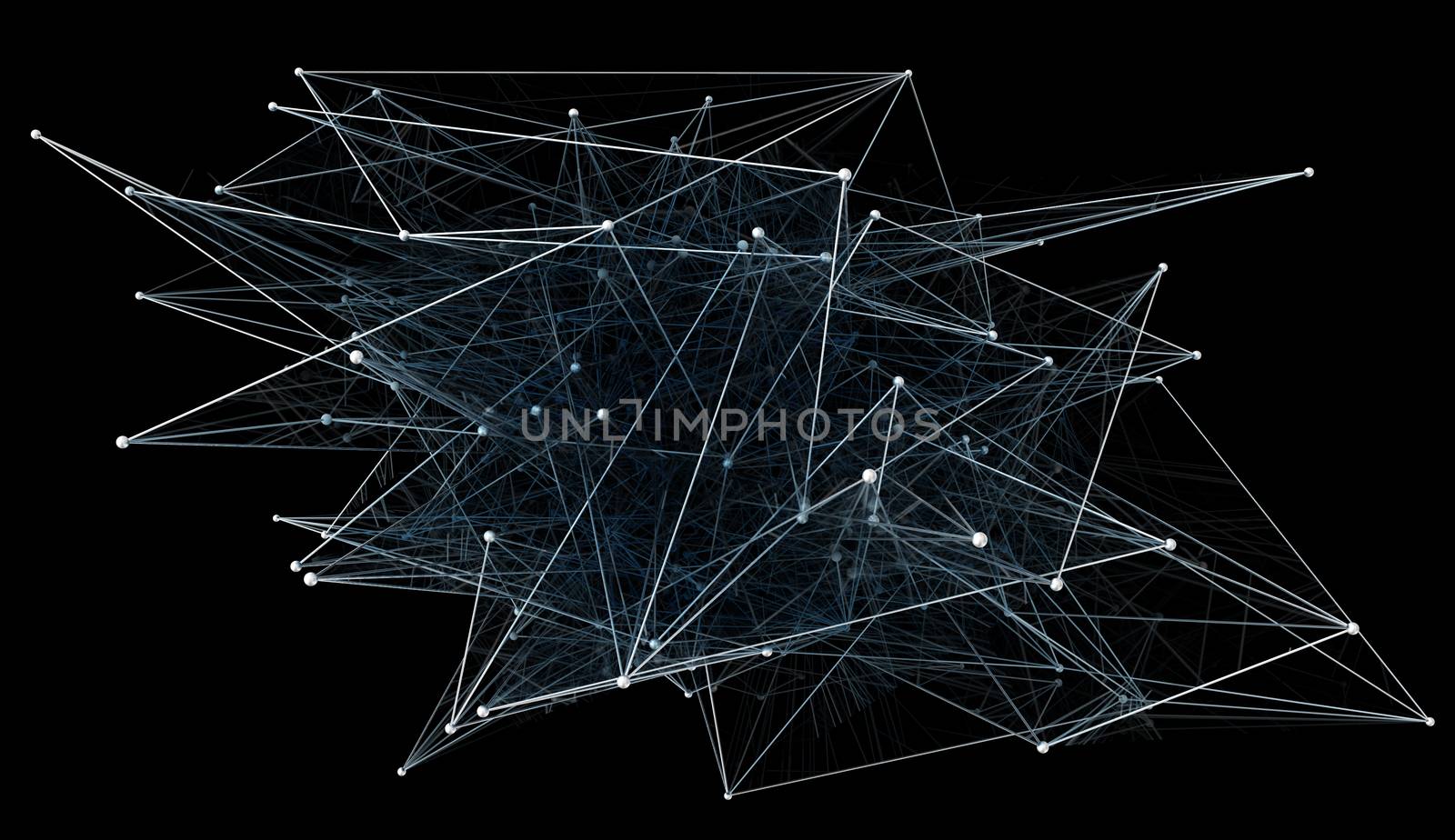 Abstract network connection on black background. 3D illustration