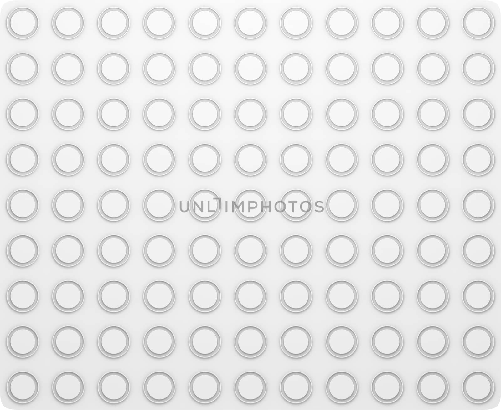 Circle Pattern. Regular White Texture. 3D illustration