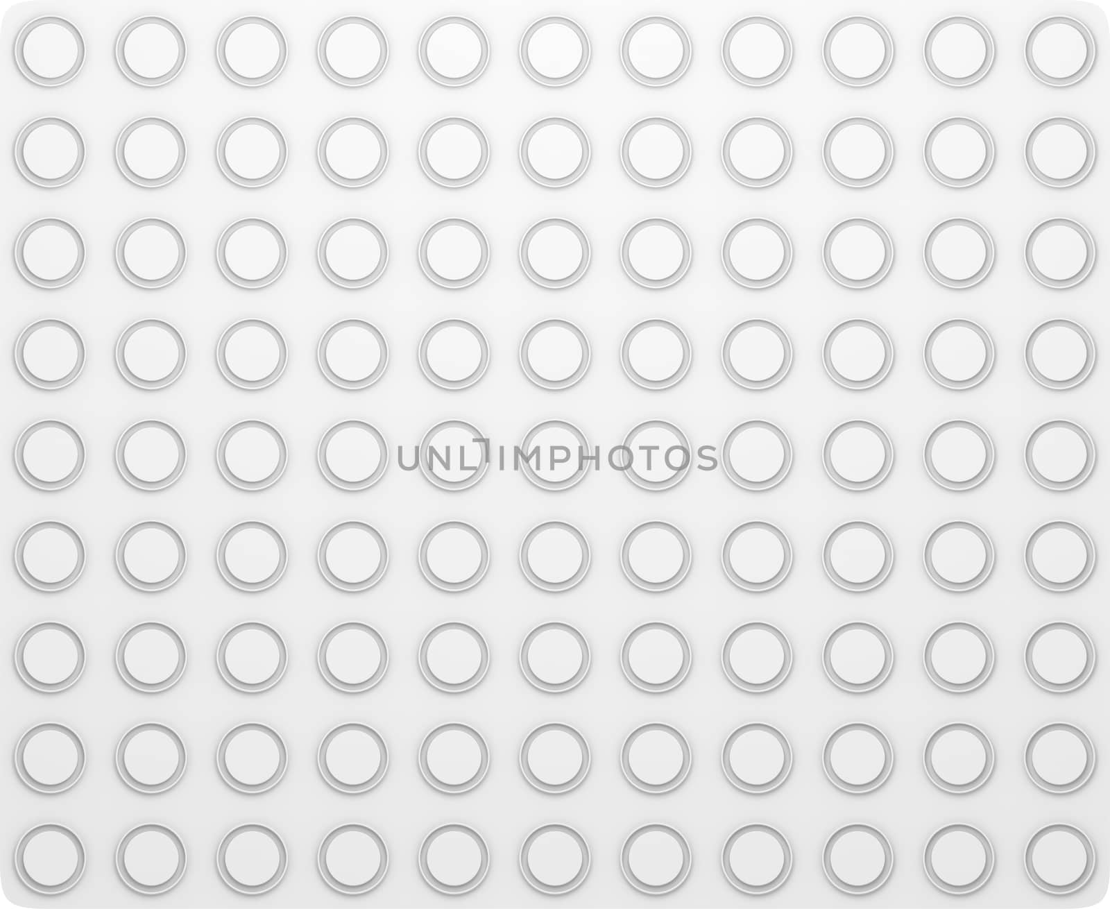 Circle Pattern. Regular White Texture. 3D illustration