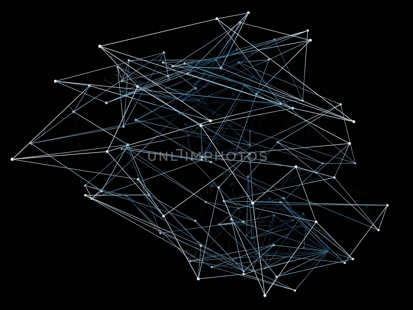 Abstract network connection on black background. 3D illustration