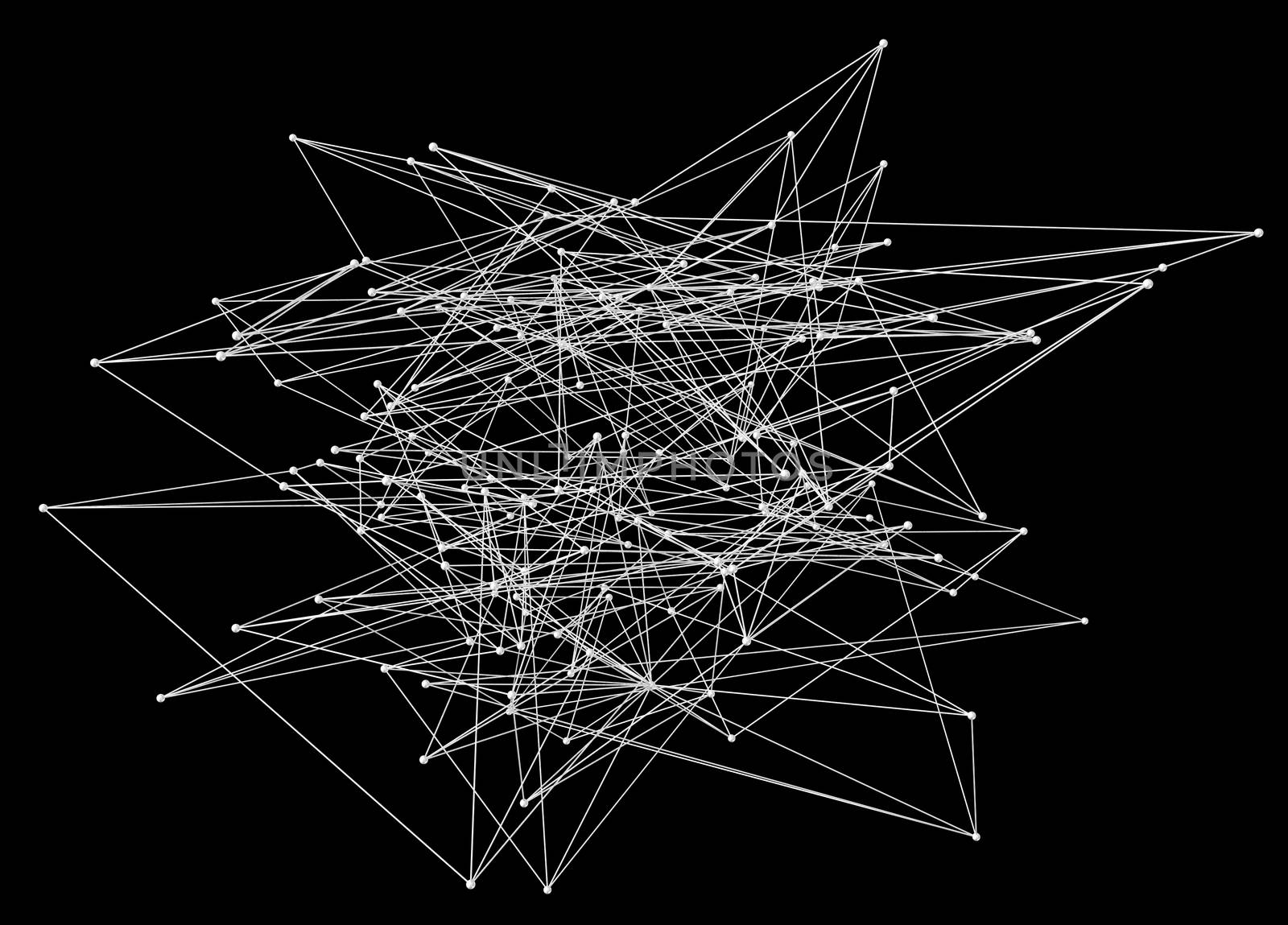 Abstract network connection on black background. 3D illustration