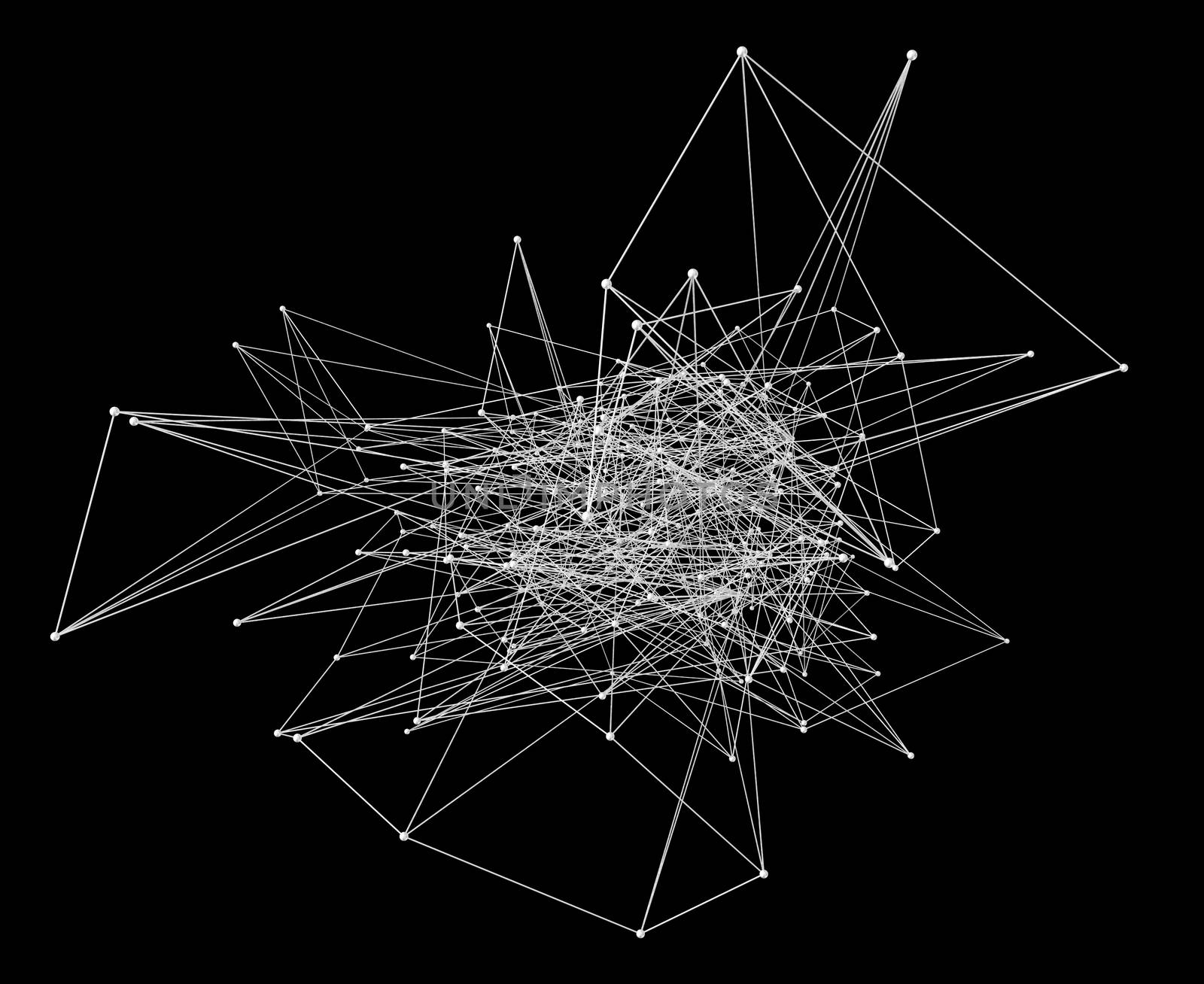 Abstract network connection on black background. 3D illustration