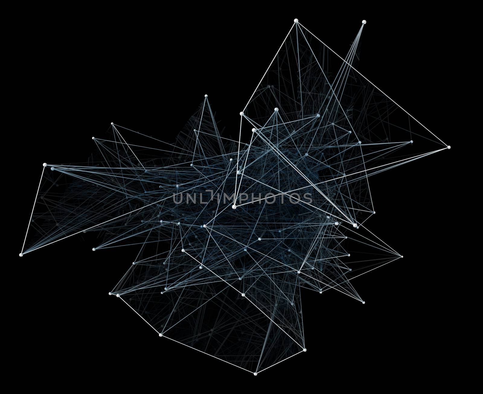 Abstract network connection on black background. 3D illustration