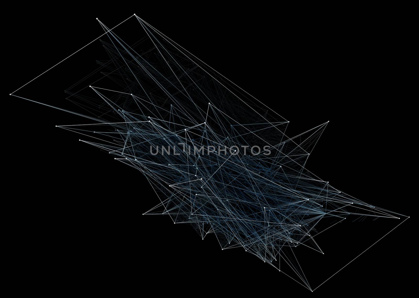 Abstract network connection on black background. 3D illustration
