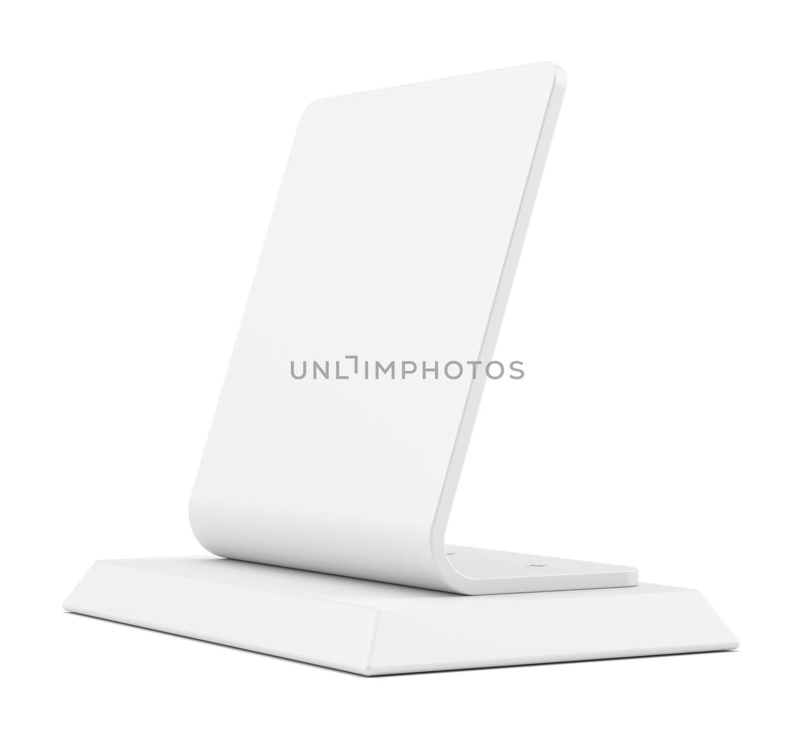 Blank table tent sign, isolated on white. 3D illustration
