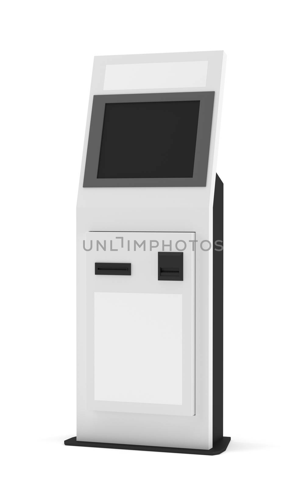 Digital touchscreen terminal isolated on white background. 3D illustration