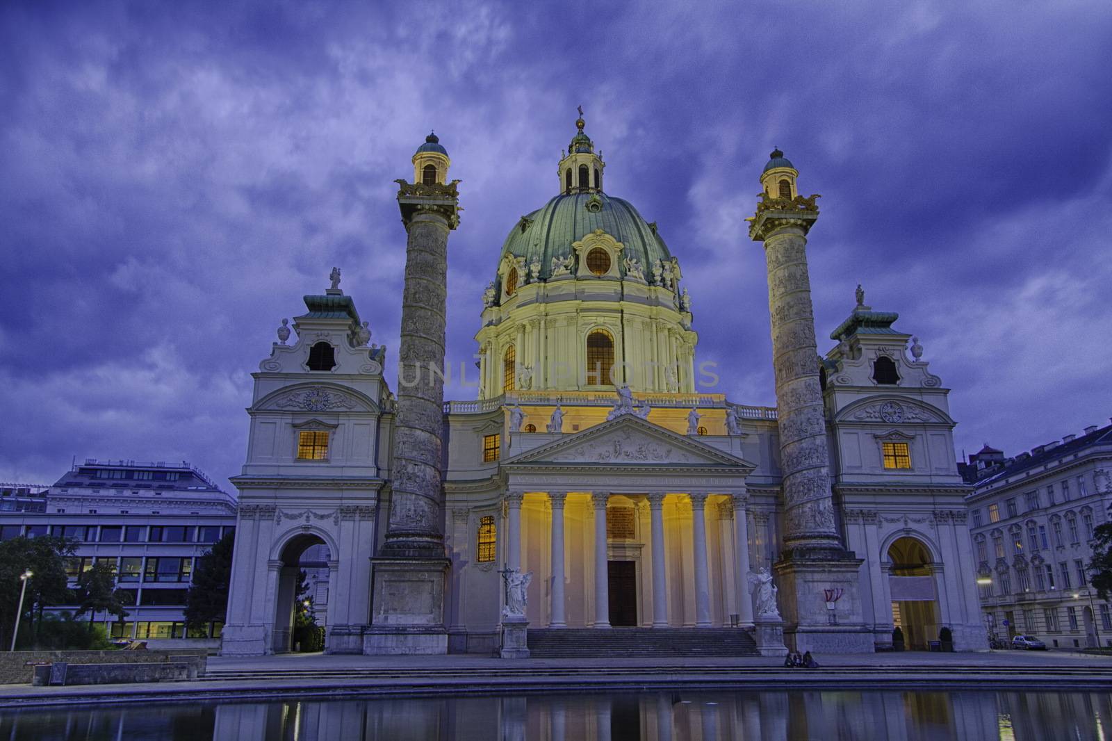 View of famous Saint Charles's Cathedral in Vienna by mariephotos