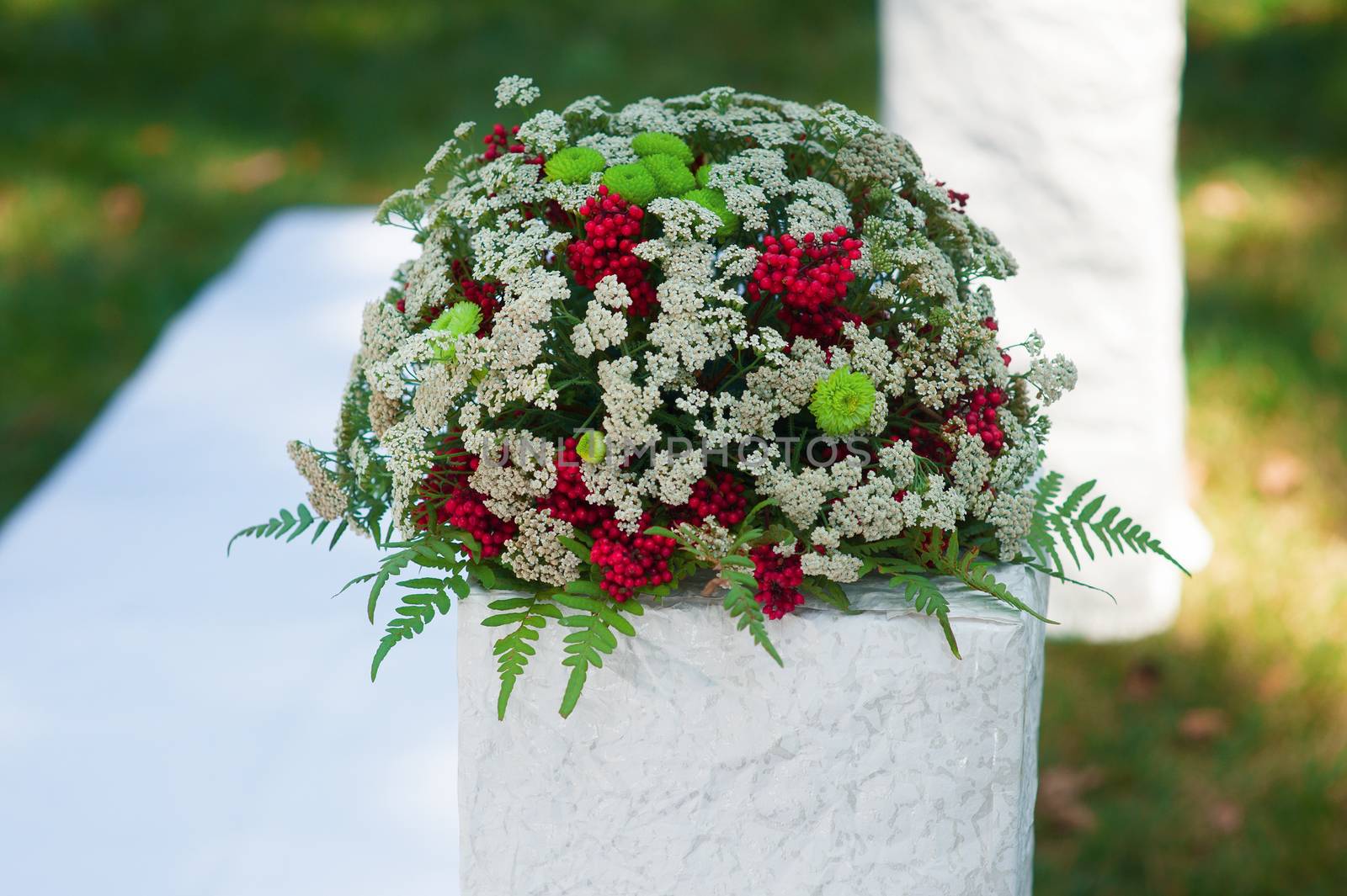 beautiful wedding decorations of flowers at the wedding ceremony in the Park