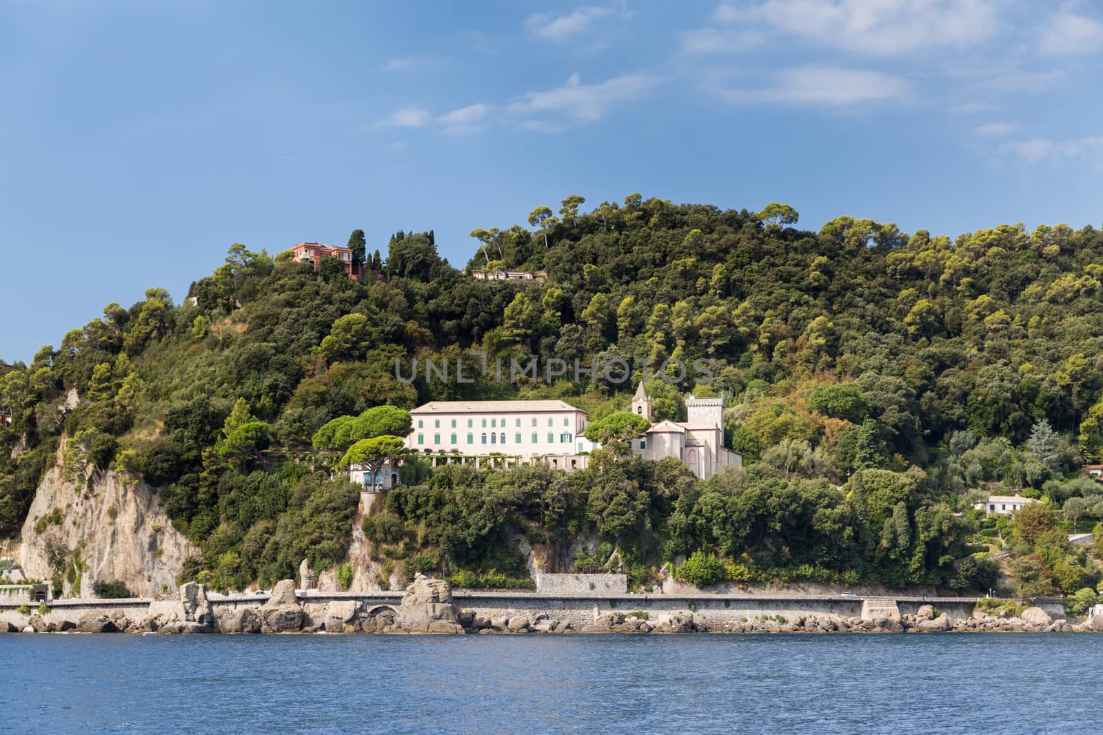Cervara Abbey on the coastline between Portofino and Santa Margherita Ligure in Italy