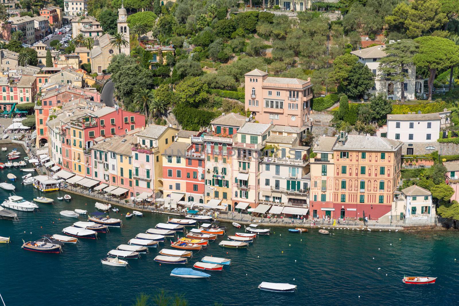 Portofino in Italy taken from the top of the opposite hill by chrisukphoto