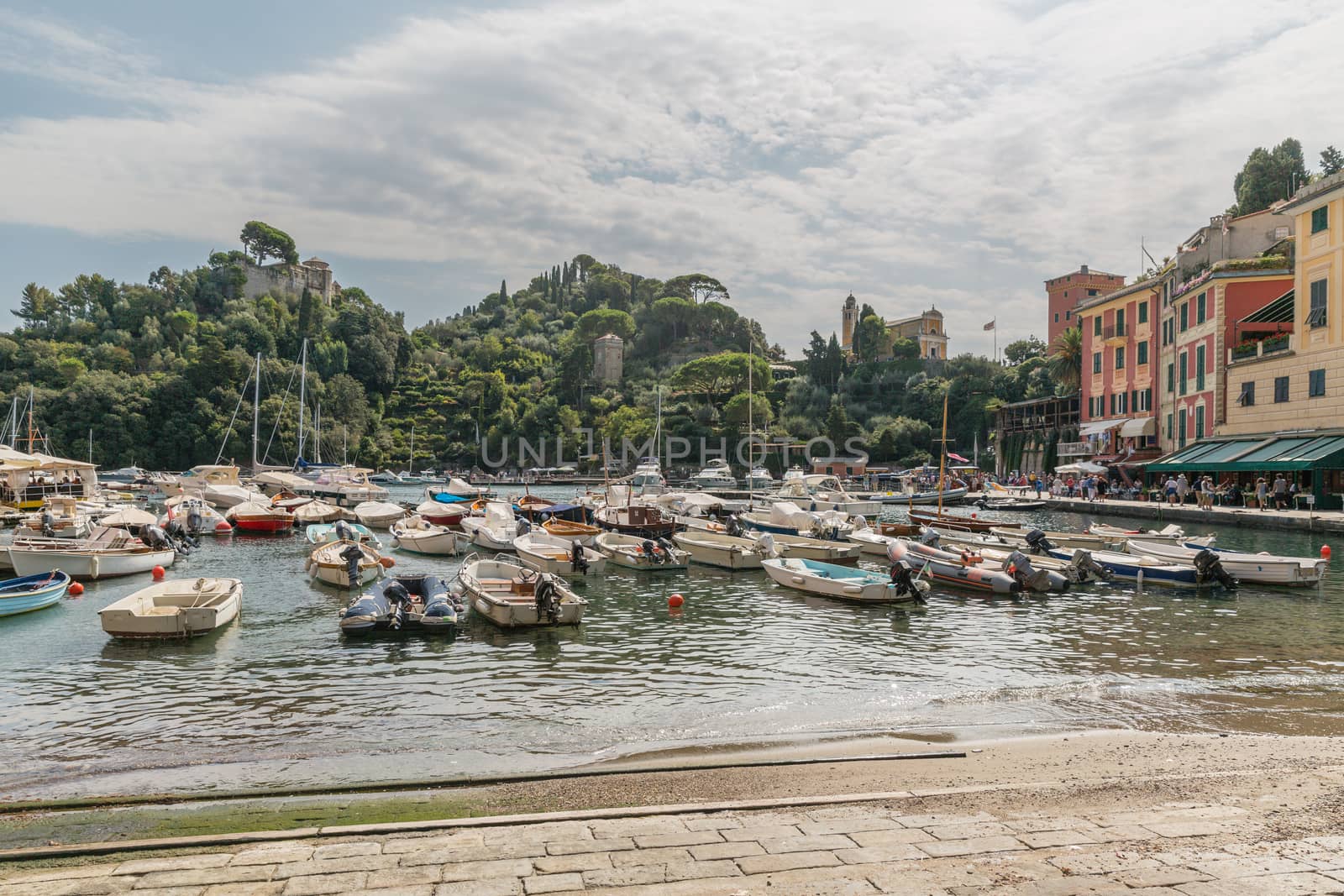 The view from Portofino into the harbour from the pavement