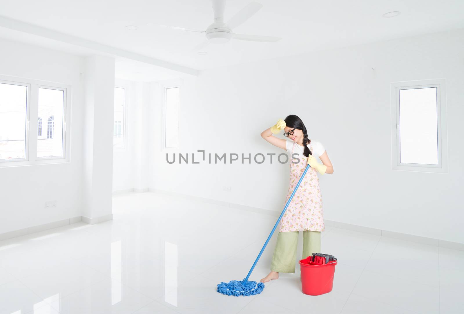 Woman mopping house by szefei