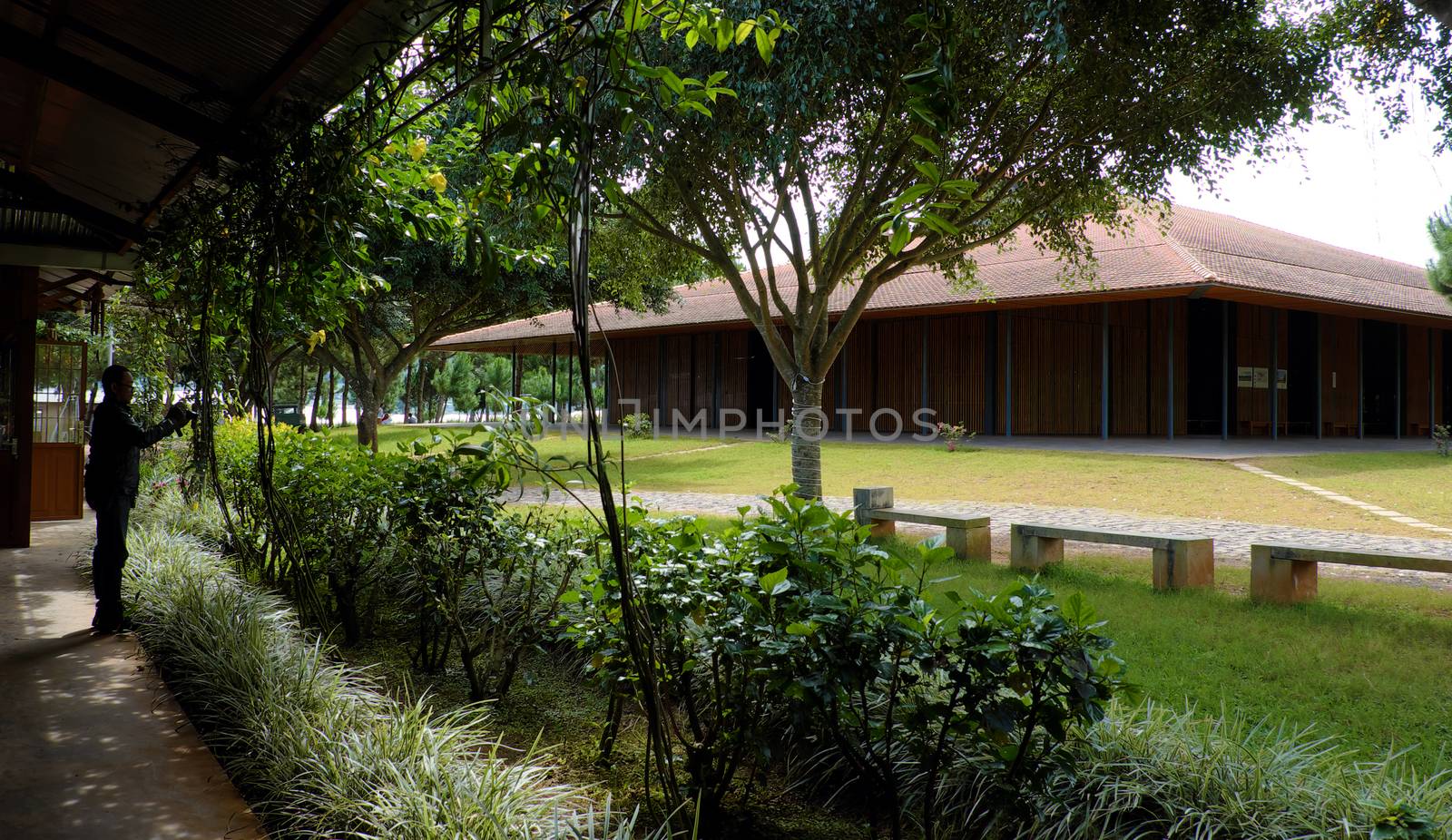 DUC TRONG, VIET NAM- DEC 28, 2016: Amazing  green architecture of Ka Don church at Lac Duong, Dalat countryside, Kadon chapel design from wooden and use natural light make environment friendly place