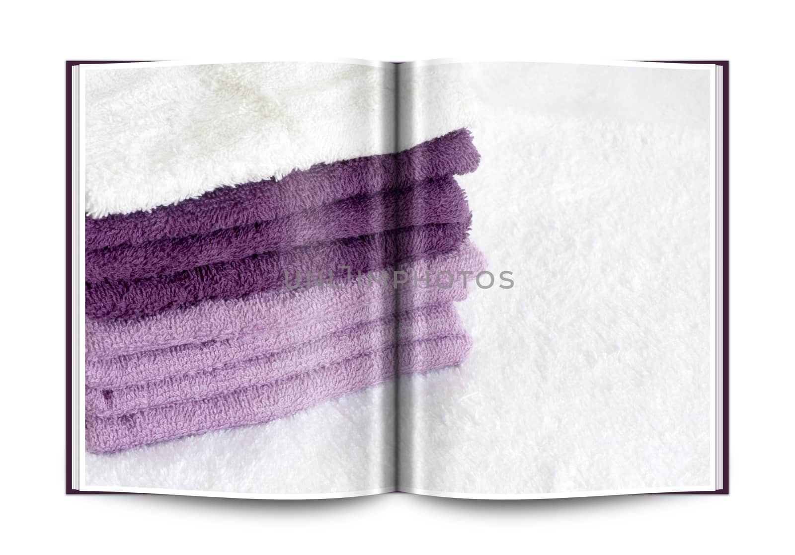 book of a white and violet  sponge on white background
