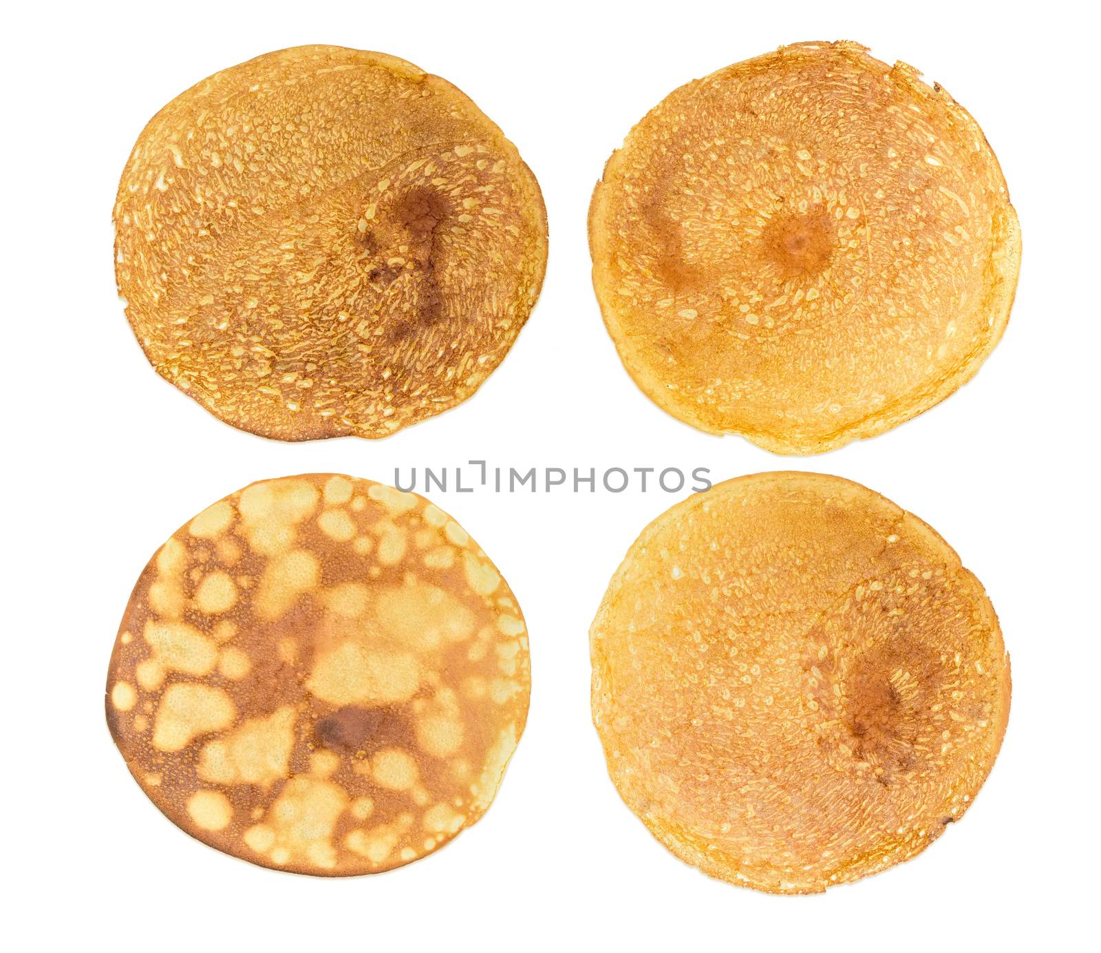 Four different thin pancake on a light background by anmbph