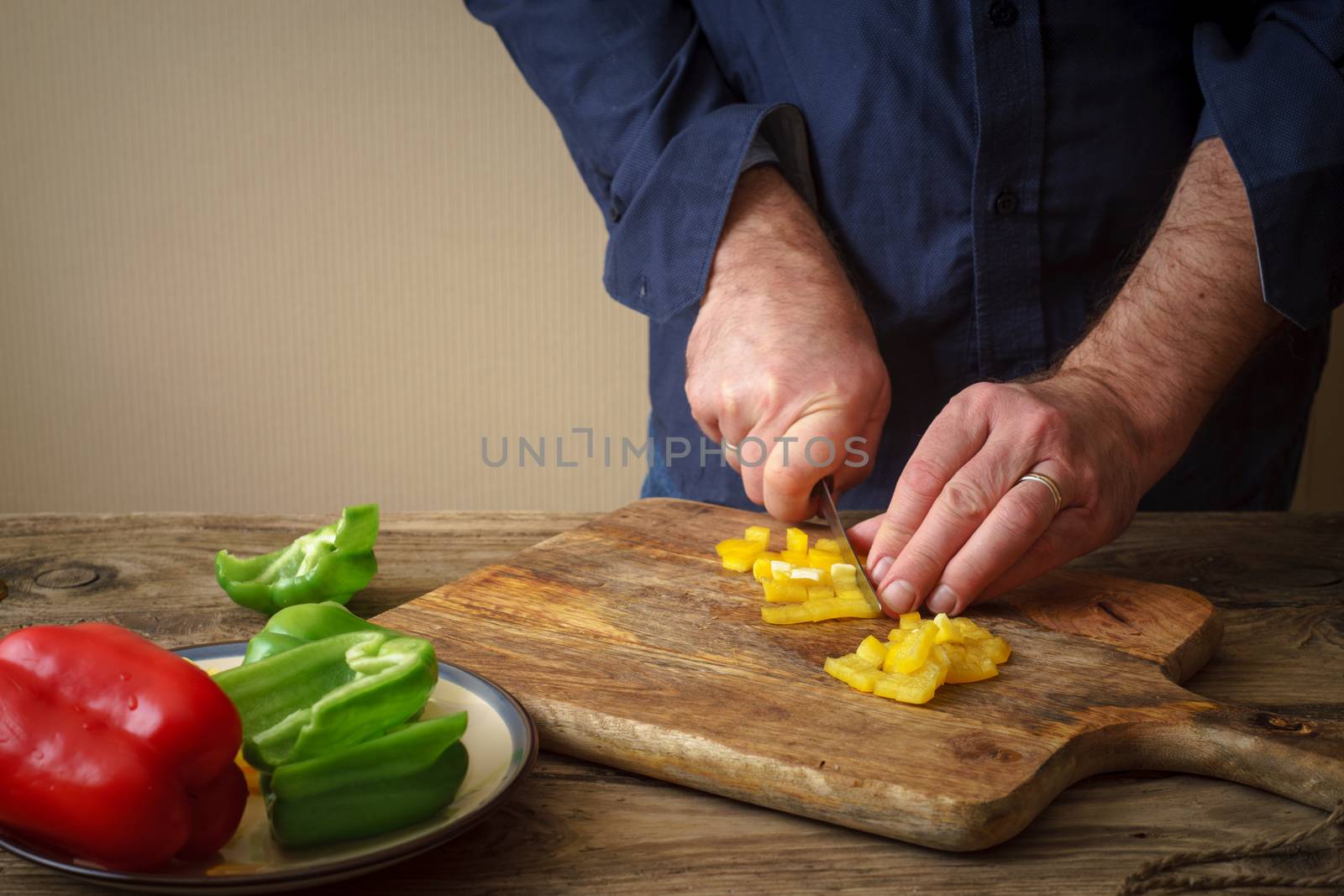 Sliced pepper pizza on a cutting board by Deniskarpenkov