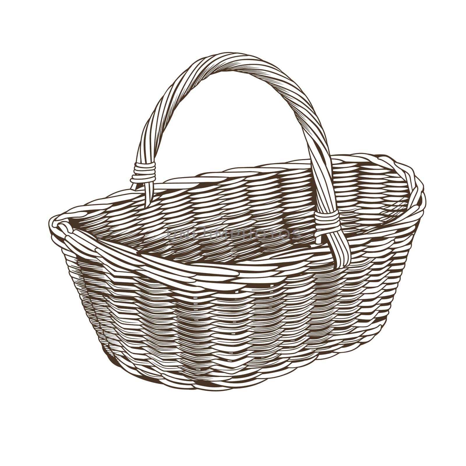 Vintage Basket In Woodcut Style by ConceptCafe