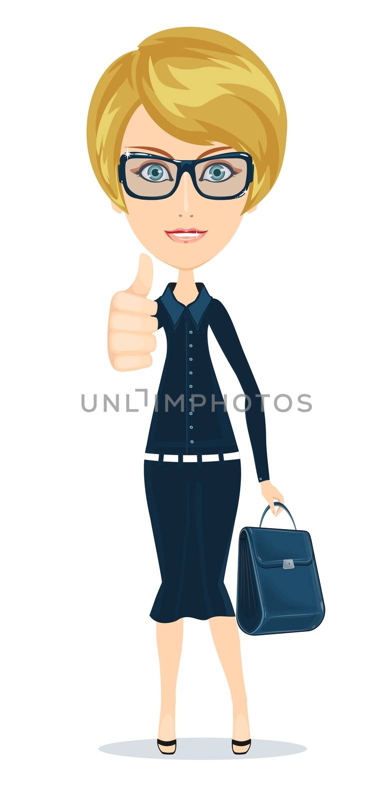 attractive young woman in elegant office clothes. Stock vector illustration